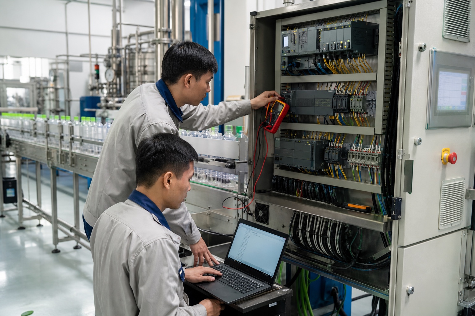 Kỹ sư IEACE vận hành thử hệ thống điều khiển tự động